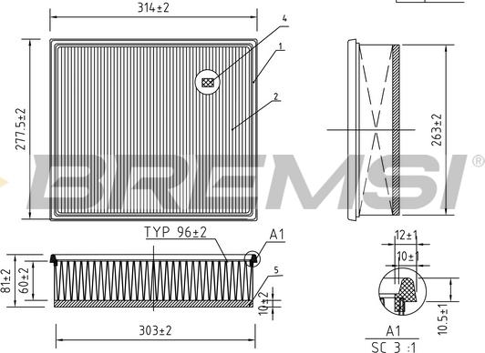 Bremsi FA1253 - Повітряний фільтр avtolavka.club