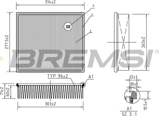 Bremsi FA1252 - Повітряний фільтр avtolavka.club