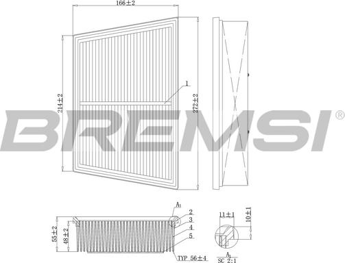 Bremsi FA1208 - Повітряний фільтр avtolavka.club