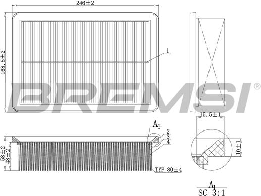 Bremsi FA1227 - Повітряний фільтр avtolavka.club