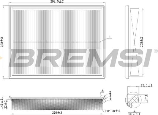 Bremsi FA2105 - Повітряний фільтр avtolavka.club