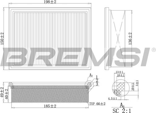 Bremsi FA2110 - Повітряний фільтр avtolavka.club