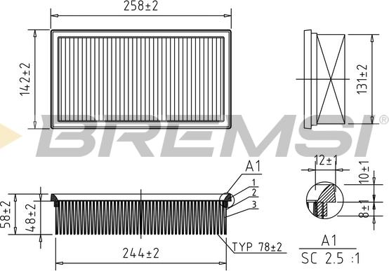 Bremsi FA2207 - Повітряний фільтр avtolavka.club