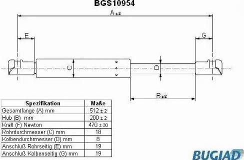 Bugiad BGS10954 - Газова пружина, кришка багажник avtolavka.club