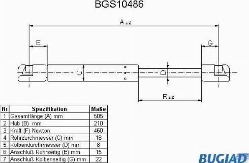 Bugiad BGS10486 - Газова пружина, кришка багажник avtolavka.club