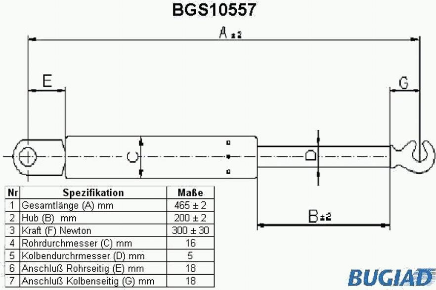 Bugiad BGS10557 - Газова пружина, кришка багажник avtolavka.club
