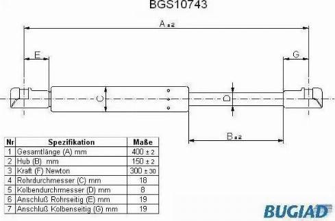 Bugiad BGS10743 - Газова пружина, капот avtolavka.club