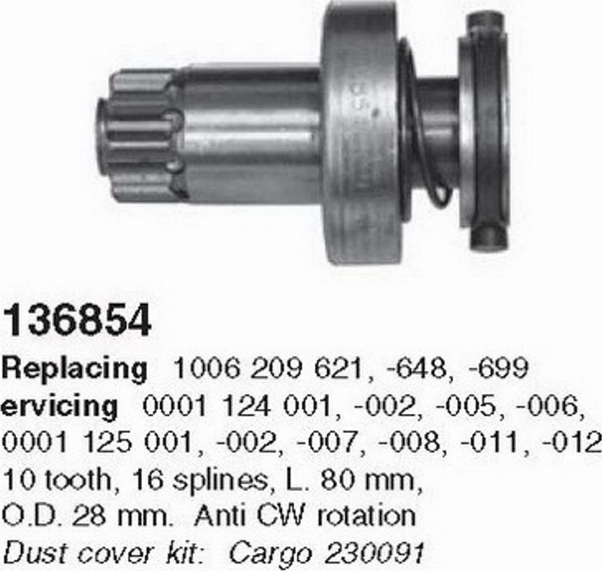 Cargo 136854Z - Провідна шестерня, стартер avtolavka.club