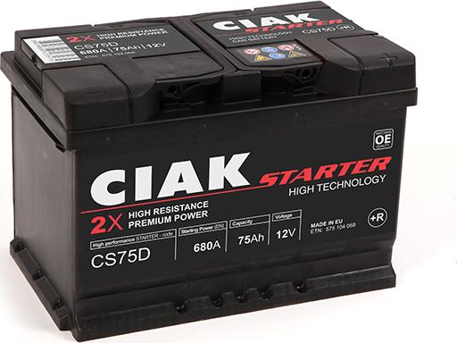 CIAKStarter CS75D - Стартерна акумуляторна батарея, АКБ avtolavka.club