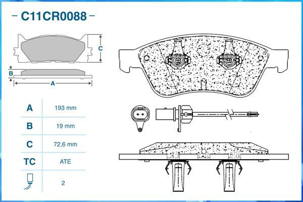 Cworks C11CR0088 - Гальмівні колодки, дискові гальма avtolavka.club