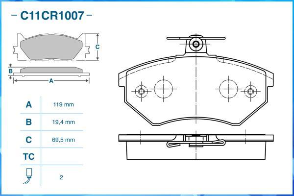 Cworks C11CR1007 - Гальмівні колодки, дискові гальма avtolavka.club