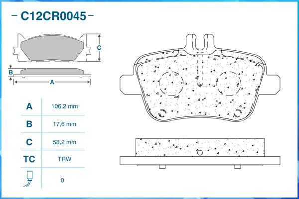 Cworks C12CR0045 - Гальмівні колодки, дискові гальма avtolavka.club