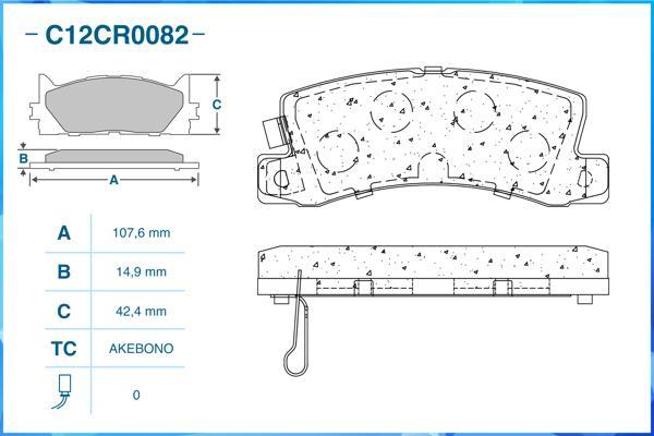 Cworks C12CR0082 - Гальмівні колодки, дискові гальма avtolavka.club