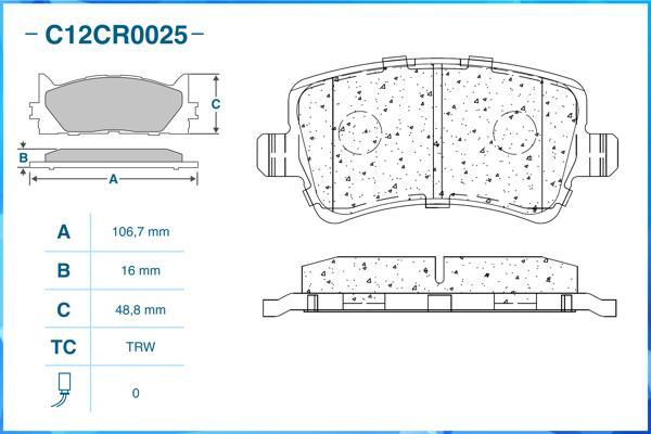 Cworks C12CR0025 - Гальмівні колодки, дискові гальма avtolavka.club