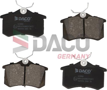 DACO Germany 329986 - Гальмівні колодки, дискові гальма avtolavka.club