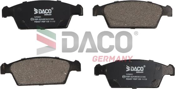 DACO Germany 325001 - Гальмівні колодки, дискові гальма avtolavka.club