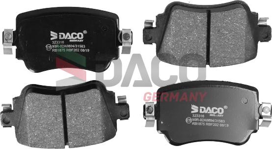 DACO Germany 323316 - Гальмівні колодки, дискові гальма avtolavka.club