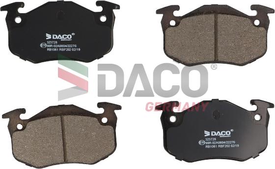 DACO Germany 323728 - Гальмівні колодки, дискові гальма avtolavka.club