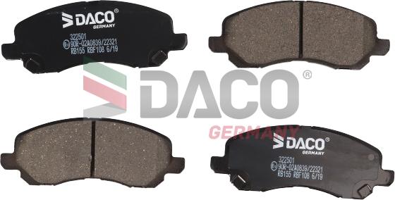 DACO Germany 322501 - Гальмівні колодки, дискові гальма avtolavka.club