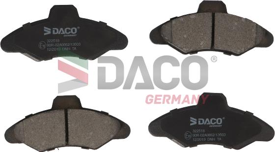 DACO Germany 322518 - Гальмівні колодки, дискові гальма avtolavka.club