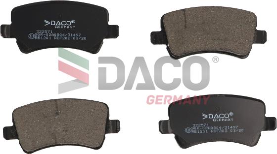 DACO Germany 322571 - Гальмівні колодки, дискові гальма avtolavka.club