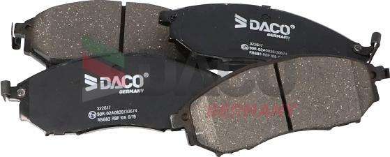 DACO Germany 322617 - Гальмівні колодки, дискові гальма avtolavka.club