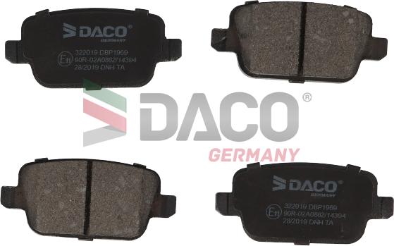 DACO Germany 322019 - Гальмівні колодки, дискові гальма avtolavka.club