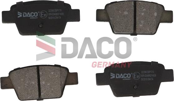 DACO Germany 322366 - Гальмівні колодки, дискові гальма avtolavka.club