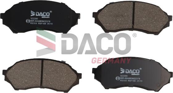 DACO Germany 322209 - Гальмівні колодки, дискові гальма avtolavka.club