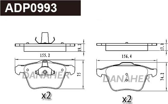 Danaher ADP0993 - Гальмівні колодки, дискові гальма avtolavka.club