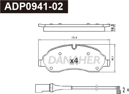 Danaher ADP0941-02 - Гальмівні колодки, дискові гальма avtolavka.club