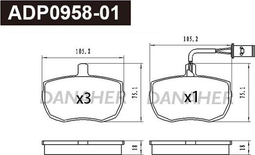 Danaher ADP0958-01 - Гальмівні колодки, дискові гальма avtolavka.club