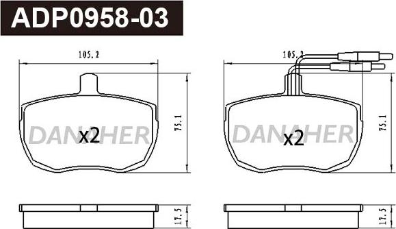 Danaher ADP0958-03 - Гальмівні колодки, дискові гальма avtolavka.club