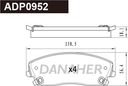 Danaher ADP0952 - Гальмівні колодки, дискові гальма avtolavka.club