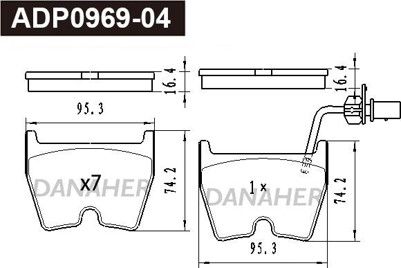 Danaher ADP0969-04 - Гальмівні колодки, дискові гальма avtolavka.club