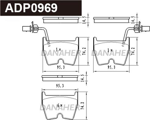 Danaher ADP0969 - Гальмівні колодки, дискові гальма avtolavka.club