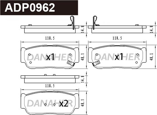 Danaher ADP0962 - Гальмівні колодки, дискові гальма avtolavka.club