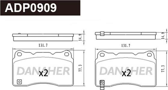 Danaher ADP0909 - Гальмівні колодки, дискові гальма avtolavka.club