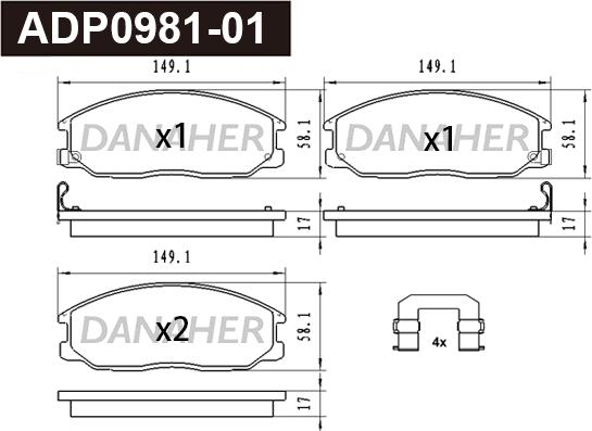 Danaher ADP0981-01 - Гальмівні колодки, дискові гальма avtolavka.club