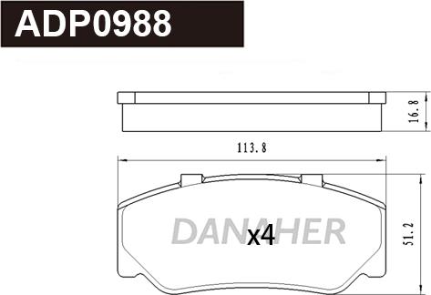 Danaher ADP0988 - Гальмівні колодки, дискові гальма avtolavka.club