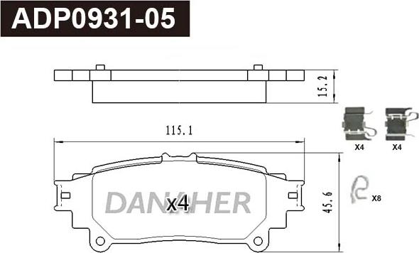 Danaher ADP0931-05 - Гальмівні колодки, дискові гальма avtolavka.club