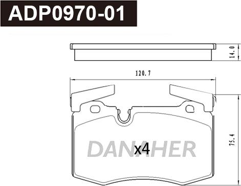 Danaher ADP0970-01 - Гальмівні колодки, дискові гальма avtolavka.club