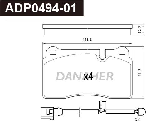 Danaher ADP0494-01 - Гальмівні колодки, дискові гальма avtolavka.club