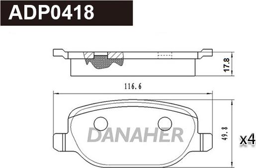 Danaher ADP0418 - Гальмівні колодки, дискові гальма avtolavka.club