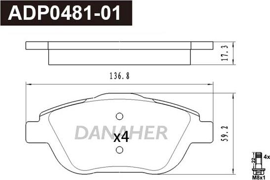 Danaher ADP0481-01 - Гальмівні колодки, дискові гальма avtolavka.club