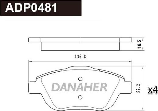 Danaher ADP0481 - Гальмівні колодки, дискові гальма avtolavka.club