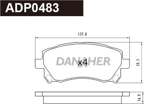 Danaher ADP0483 - Гальмівні колодки, дискові гальма avtolavka.club