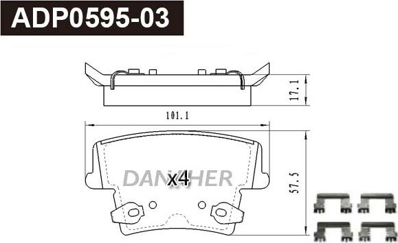 Danaher ADP0595-03 - Гальмівні колодки, дискові гальма avtolavka.club