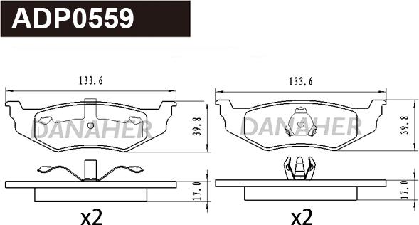 Danaher ADP0559 - Гальмівні колодки, дискові гальма avtolavka.club