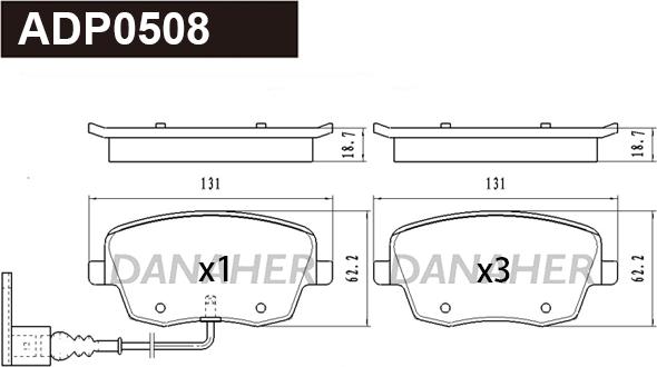 Danaher ADP0508 - Гальмівні колодки, дискові гальма avtolavka.club